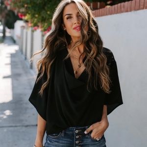 VICI Elton Drape Blouse - Black - Small / Black